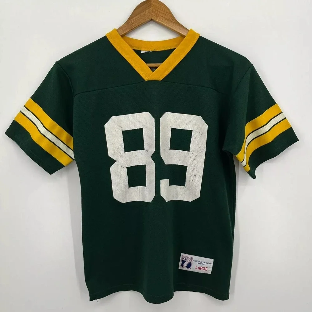 Vintage Logo 7 Green Bay Packers Mark Chmura #89 Jersey Kids Large Green